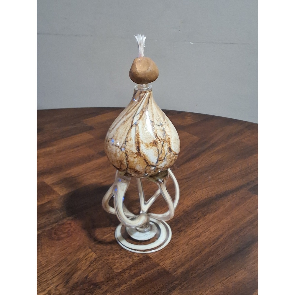 Vintage Josefina Krosno Blown Glass Jellyfish Oil Lamp Made In Poland